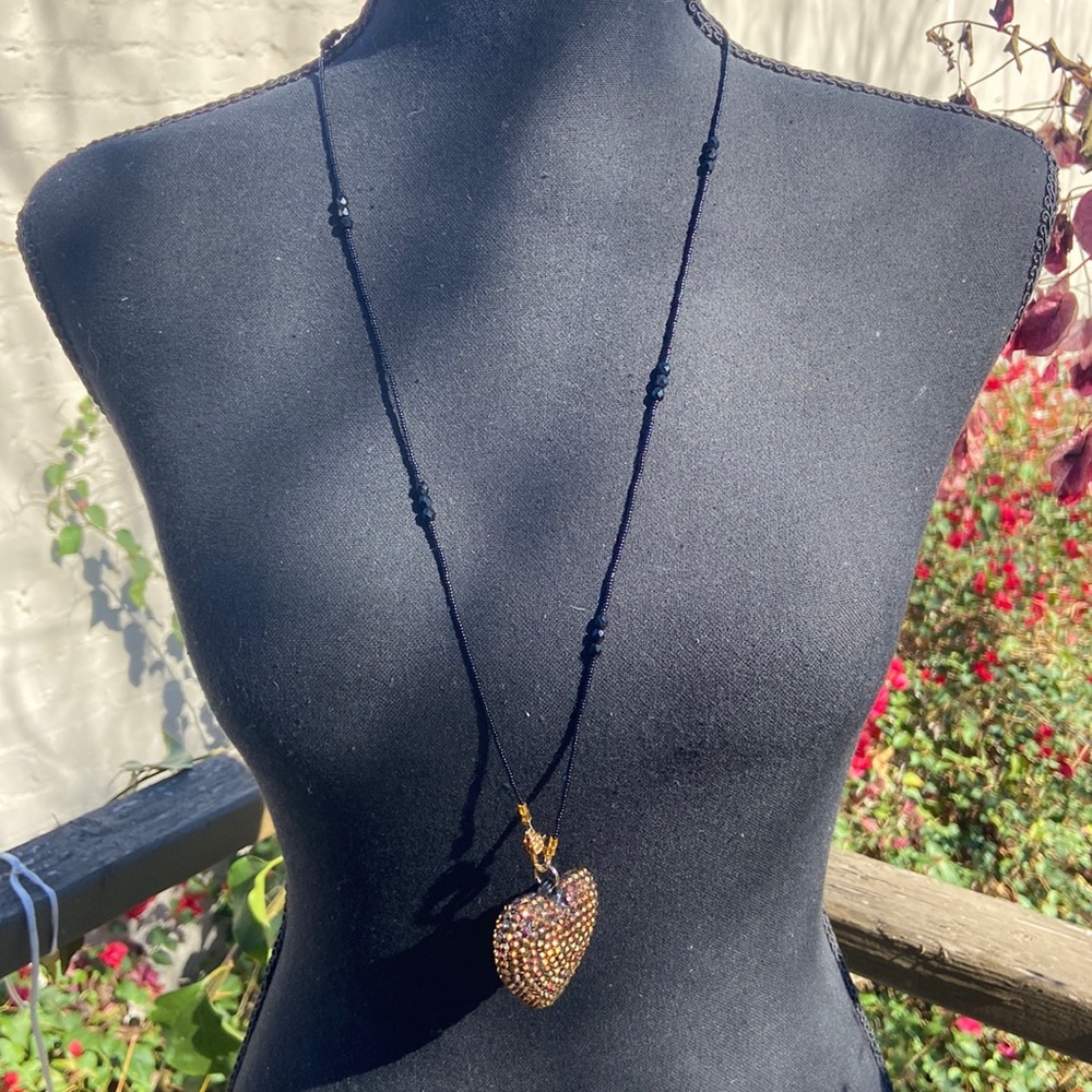 Handmade beaded heart necklace.